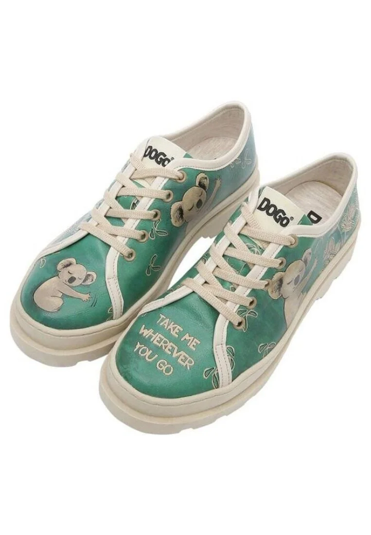 Women Vegan Leather Green Sneakers - Koala Design