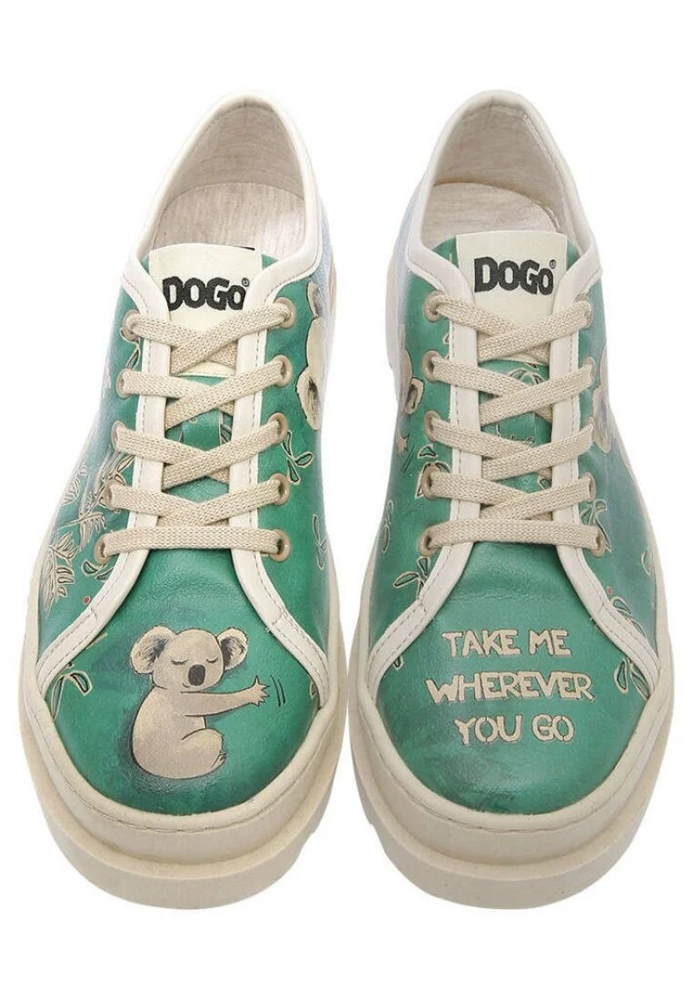 Women Vegan Leather Green Sneakers - Koala Design