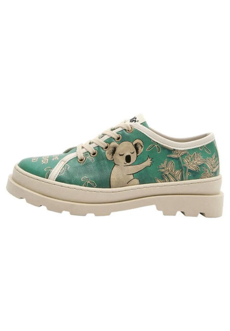 Women Vegan Leather Green Sneakers - Koala Design