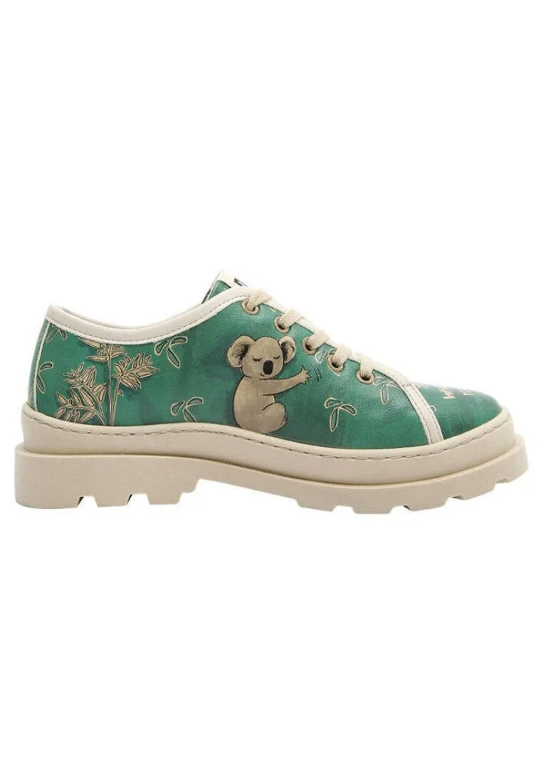 Women Vegan Leather Green Sneakers - Koala Design