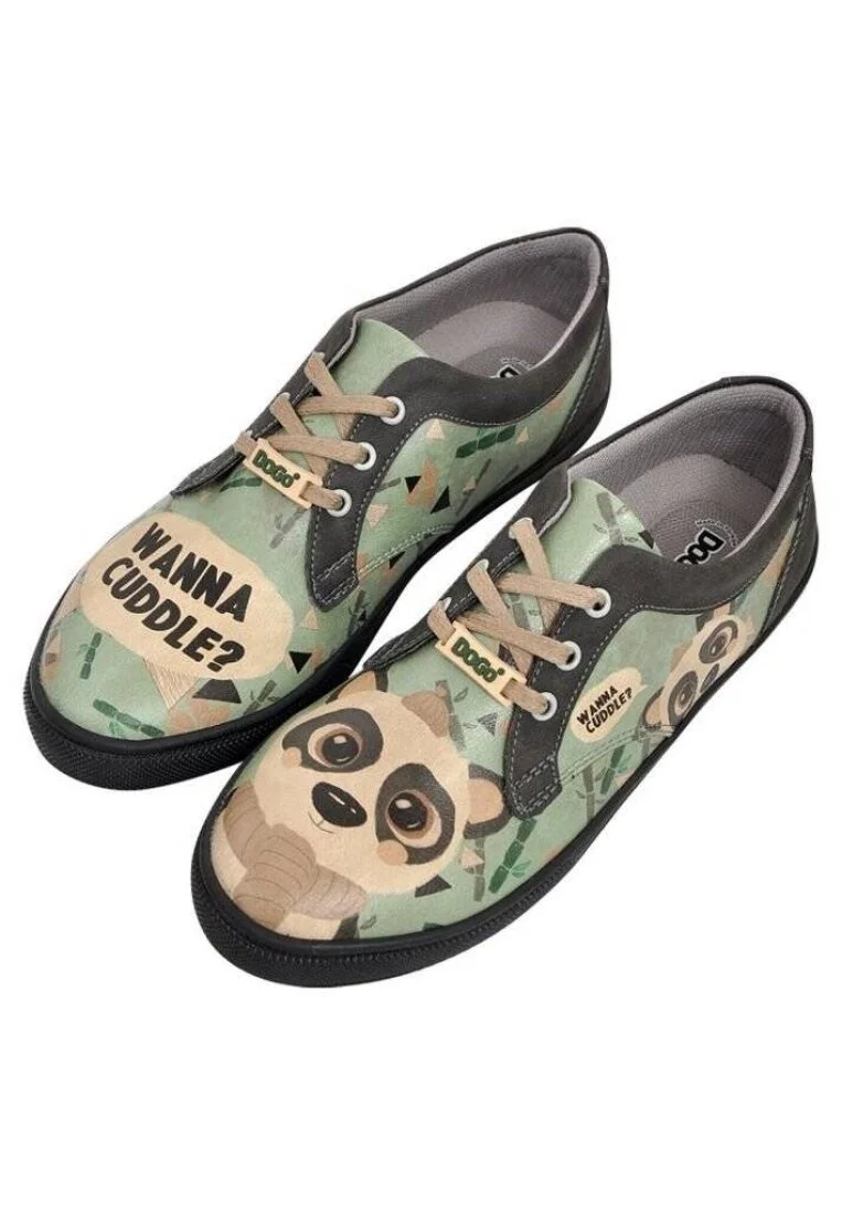 Women Vegan Leather Green Sneakers - Wanna Cuddle Design