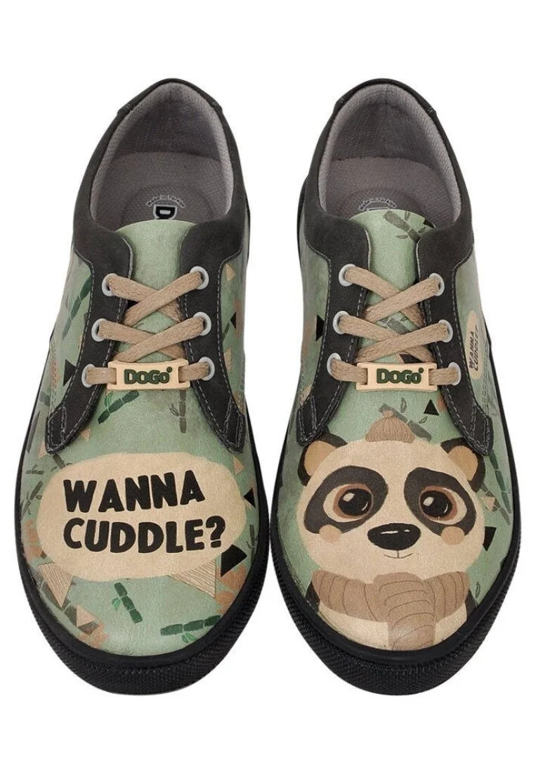 Women Vegan Leather Green Sneakers - Wanna Cuddle Design