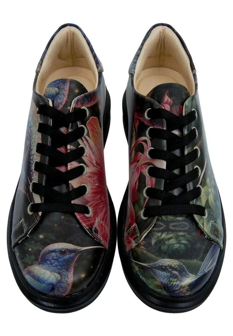 Women Vegan Leather Black Sneakers - Magnificent Design