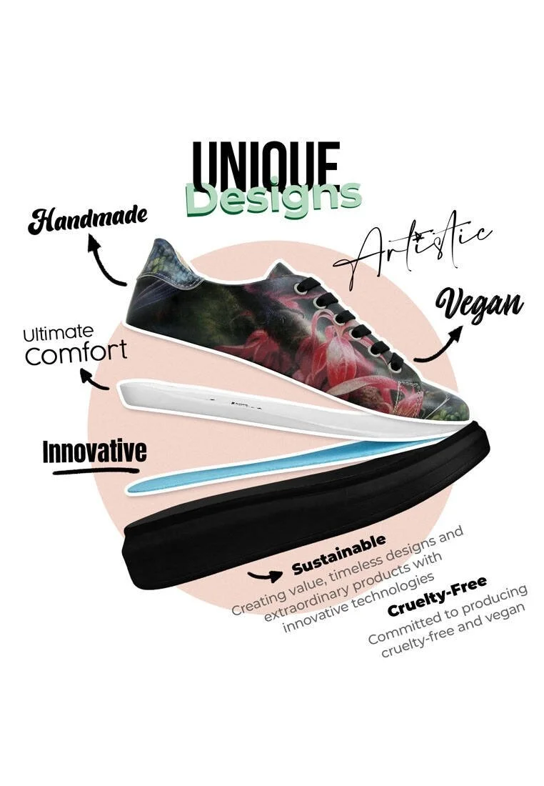 Women Vegan Leather Black Sneakers - Magnificent Design