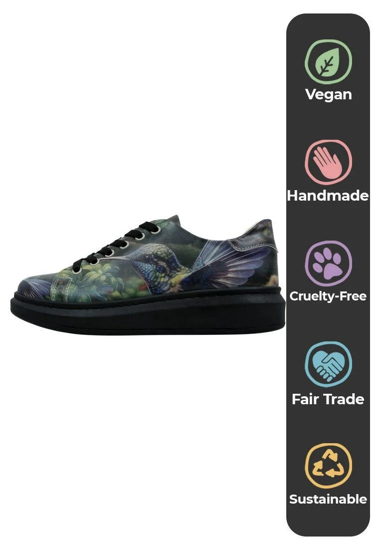 Women Vegan Leather Black Sneakers - Magnificent Design