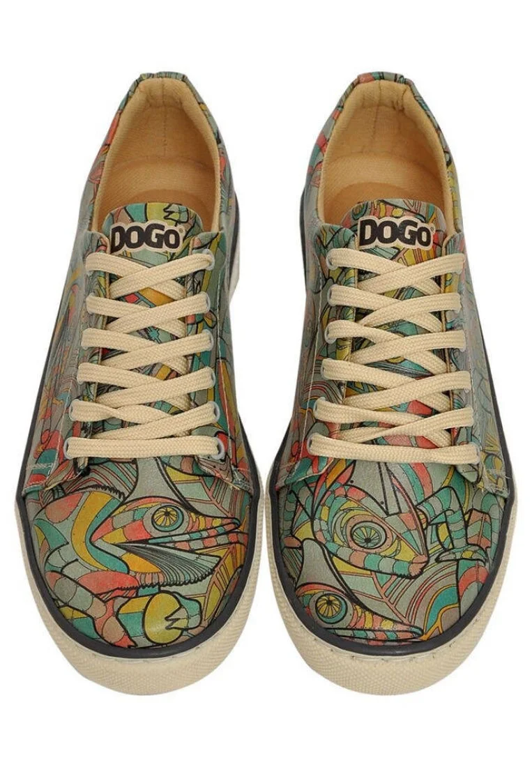 Women Vegan Leather Green Sneakers - Chameleon Design