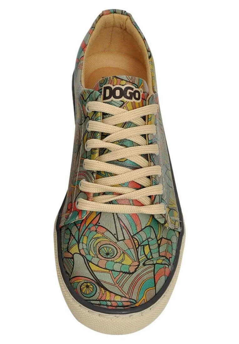 Women Vegan Leather Green Sneakers - Chameleon Design