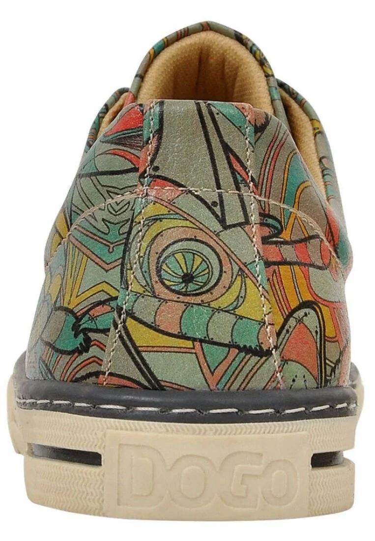 Women Vegan Leather Green Sneakers - Chameleon Design