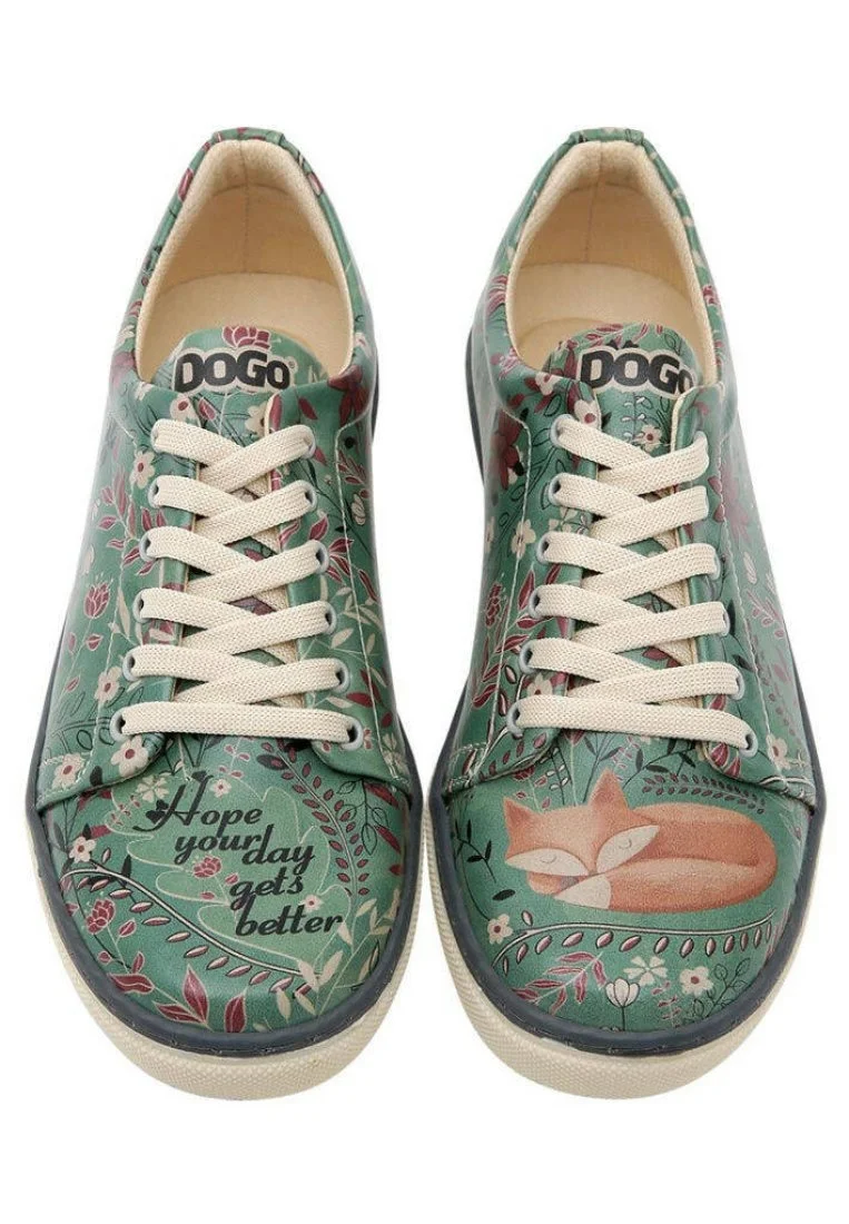 Women Vegan Leather Green Sneakers - Spirit Animal Design