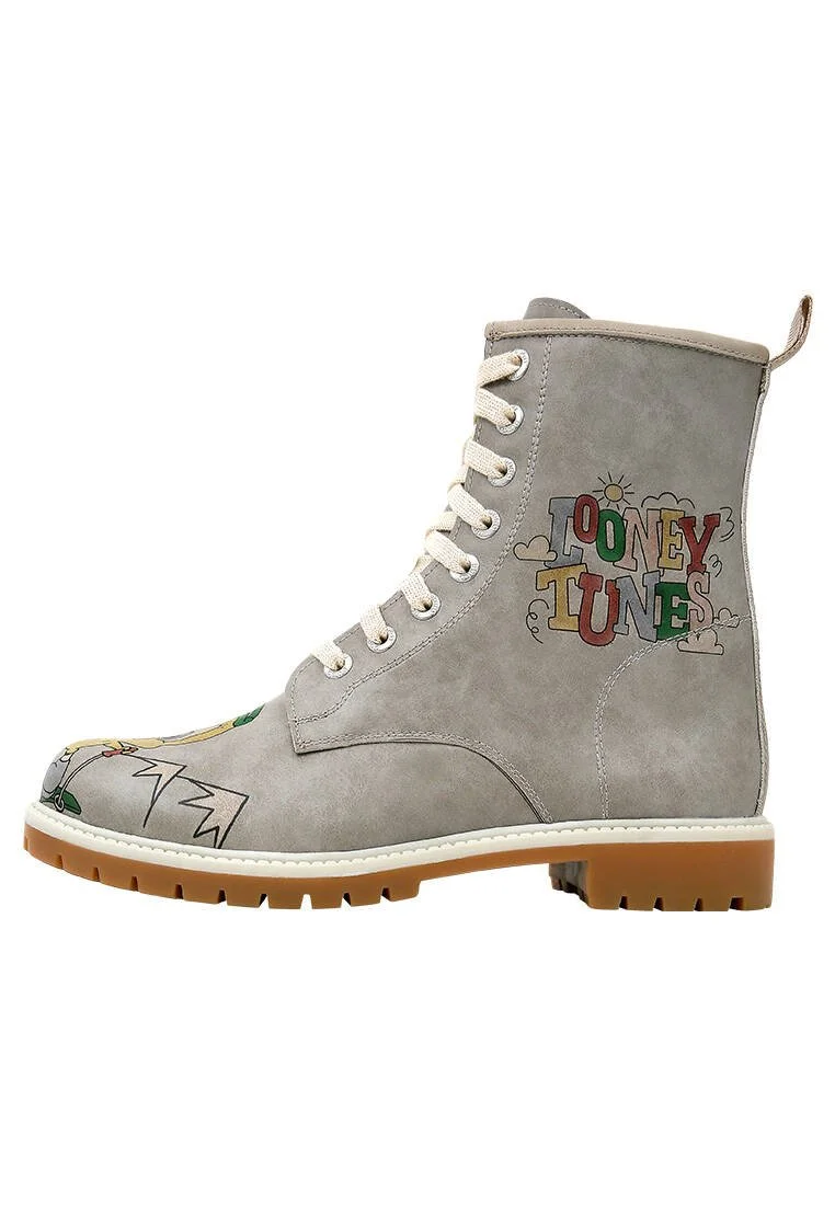 Women Vegan Leather Grey Long Boots - Warner Bros Tweety Looney Tunes Ski Club Design Women Vegan Leather Grey Long Boots - Warner Bros Tweety Looney Tunes Ski Club Design