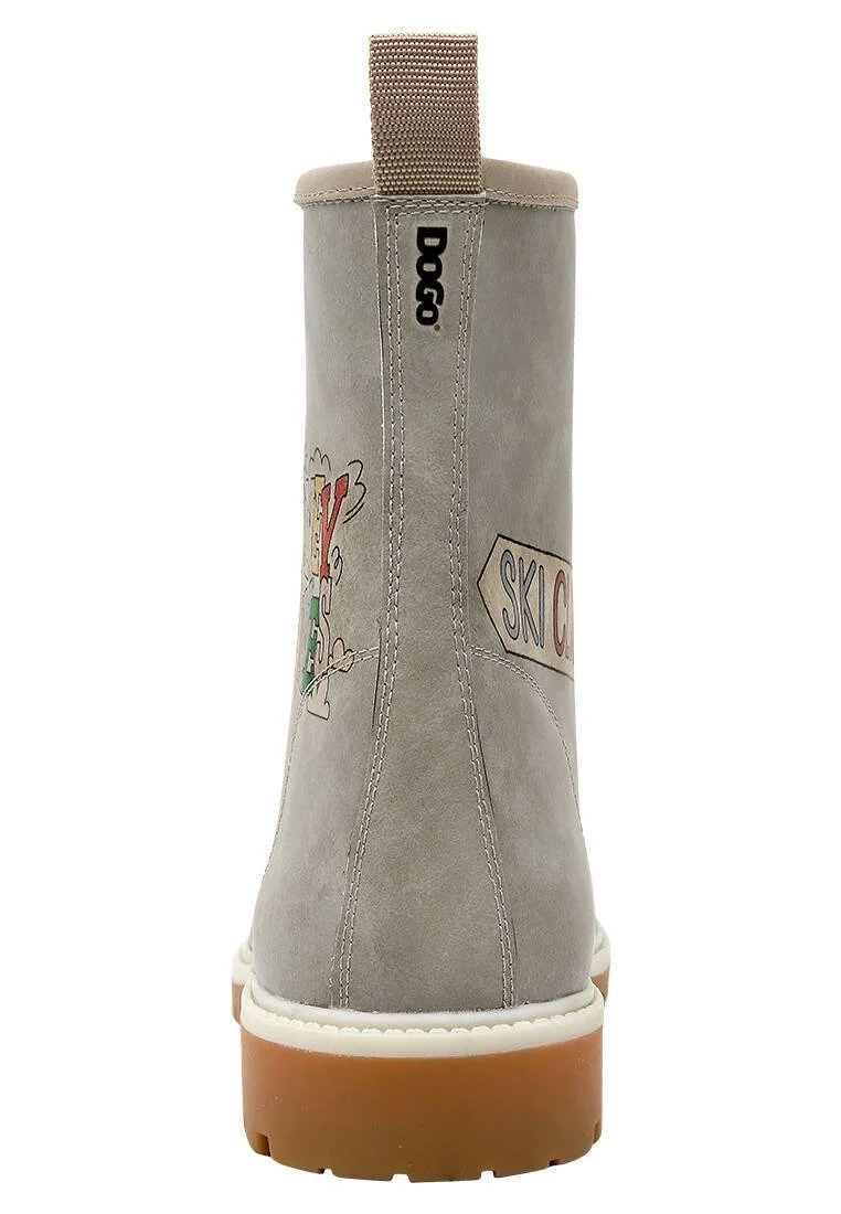 Women Vegan Leather Grey Long Boots - Warner Bros Tweety Looney Tunes Ski Club Design Women Vegan Leather Grey Long Boots - Warner Bros Tweety Looney Tunes Ski Club Design