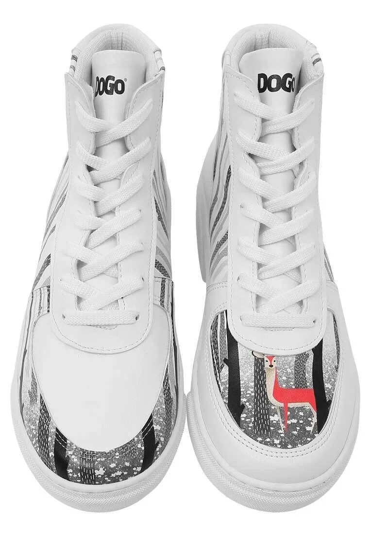 Women Vegan Leather White High Top Sneakers - You're the Color of My Life Design
