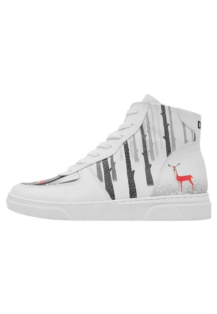Women Vegan Leather White High Top Sneakers - You're the Color of My Life Design