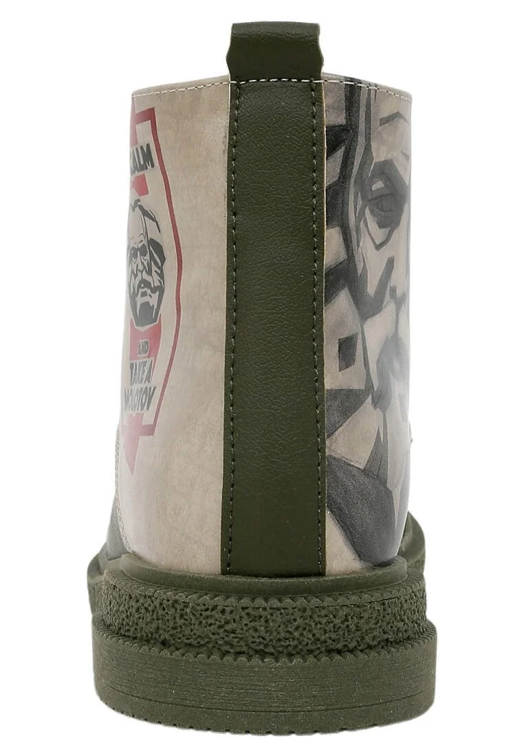 Women Vegan Leather Khaki Ankle Boots - Spectre Design
