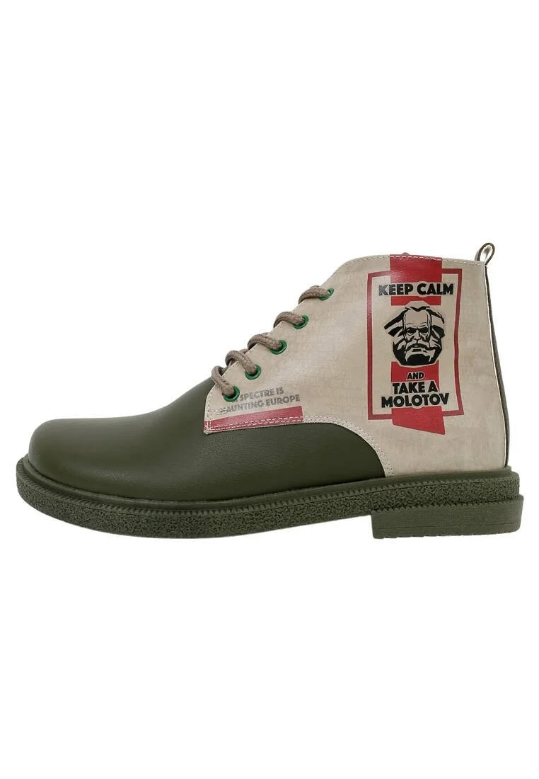 Women Vegan Leather Khaki Ankle Boots - Spectre Design
