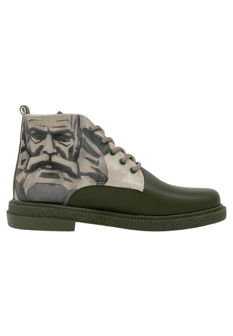 Women Vegan Leather Khaki Ankle Boots - Spectre Design