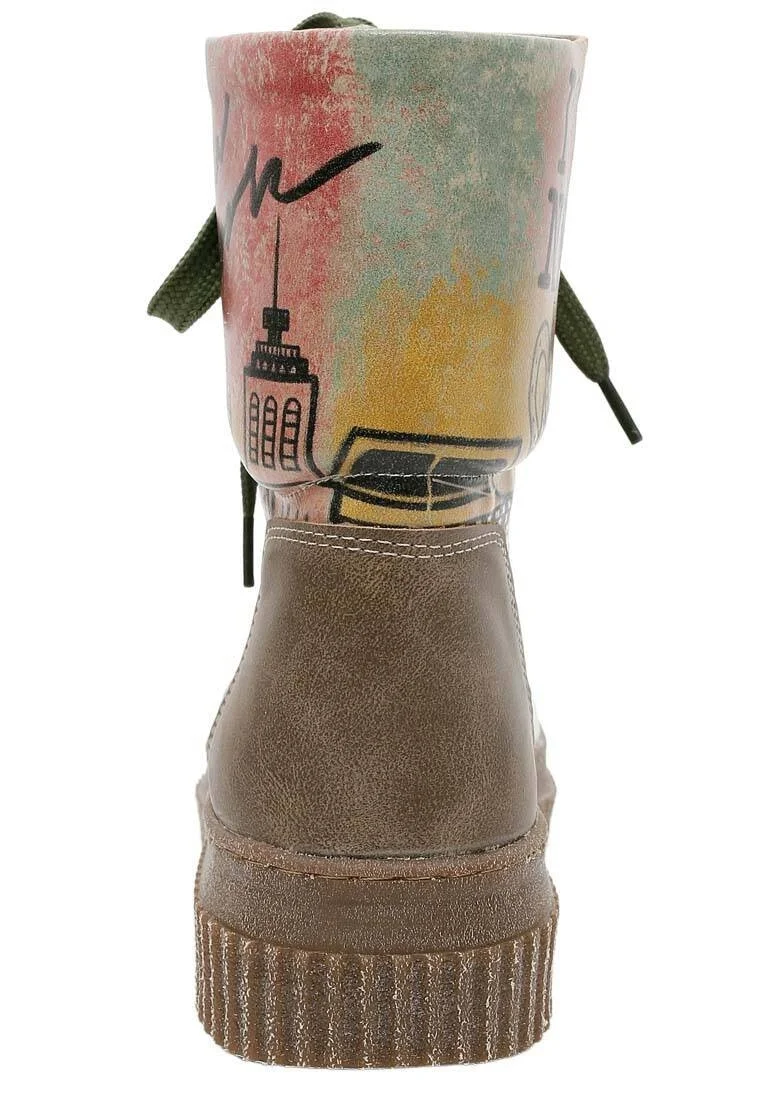 Women Vegan Leather Khaki Long Boots - New York Design