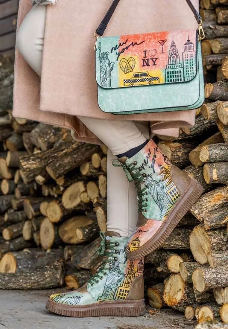 Women Vegan Leather Khaki Long Boots - New York Design
