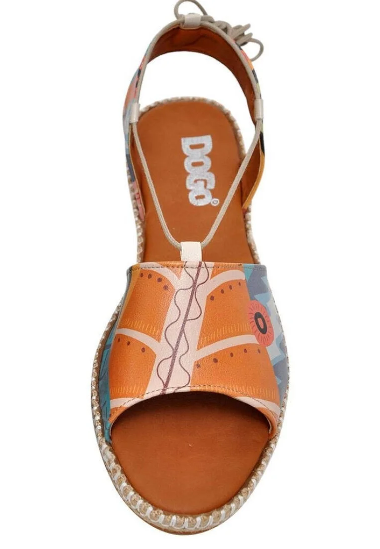 Women Vegan Leather Orange Lace Up Sandals - Welcome to the Tribe Design