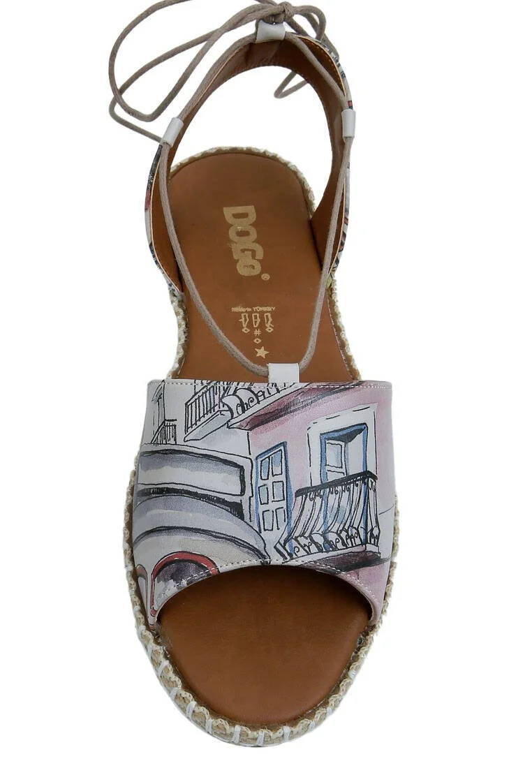 Women Vegan Leather Yellow Lace Up Sandals - Lisboa Design