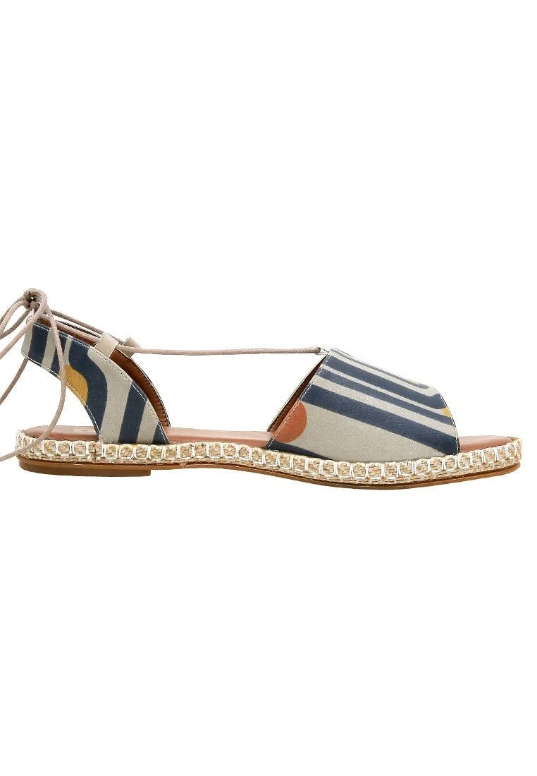Women Vegan Leather Beige Lace Up Sandals - Love Long Hair Design
