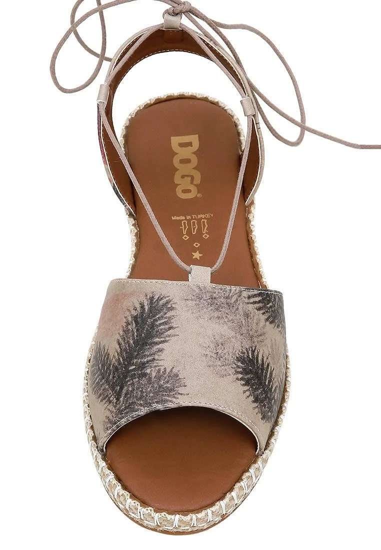 Women Vegan Leather Beige Lace Up Sandals - Stork in the Flight Design