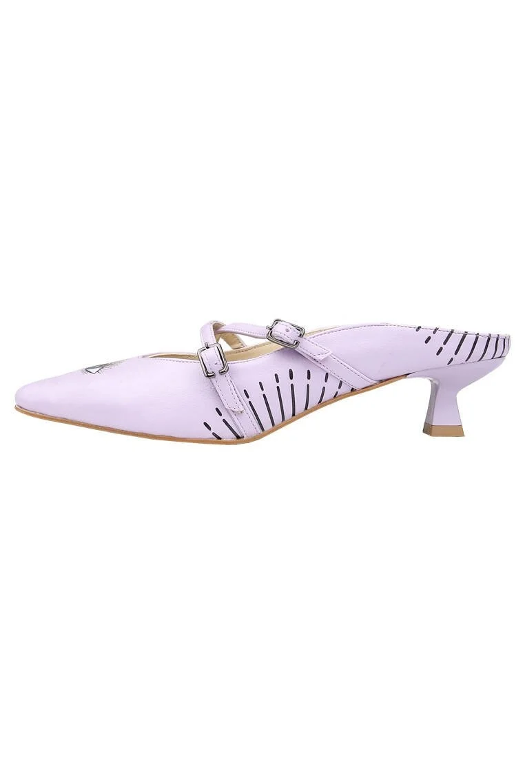 Women Vegan Leather Lilac Heeled Sandals - Open Your Eyes Design