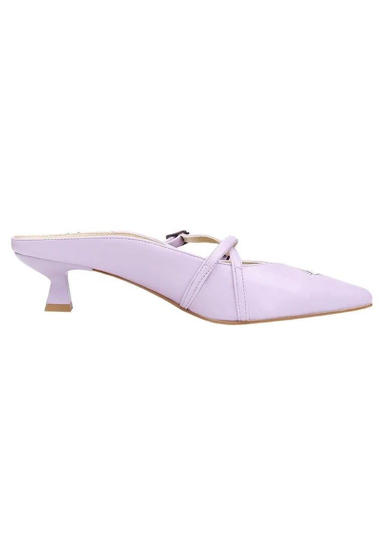 Women Vegan Leather Lilac Heeled Sandals - Open Your Eyes Design