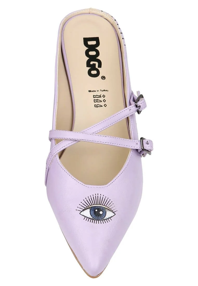 Women Vegan Leather Lilac Heeled Sandals - Open Your Eyes Design