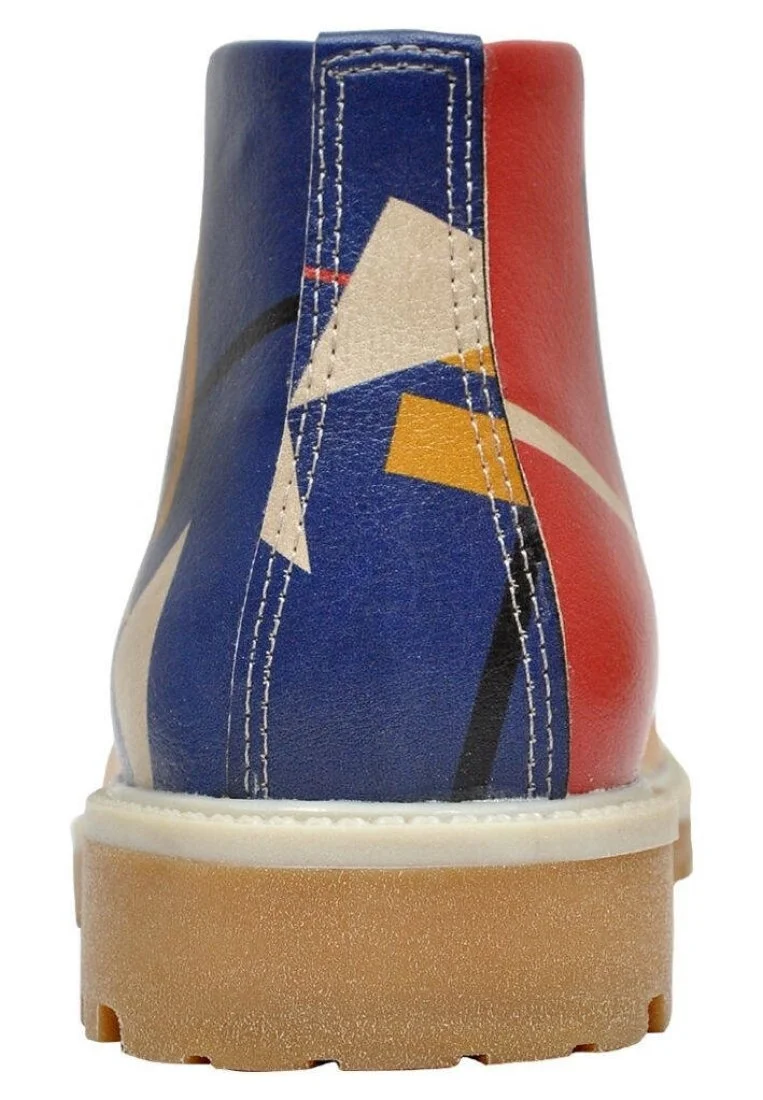 Women Vegan Leather Multicolor Ankle Boots - Suprematism Design