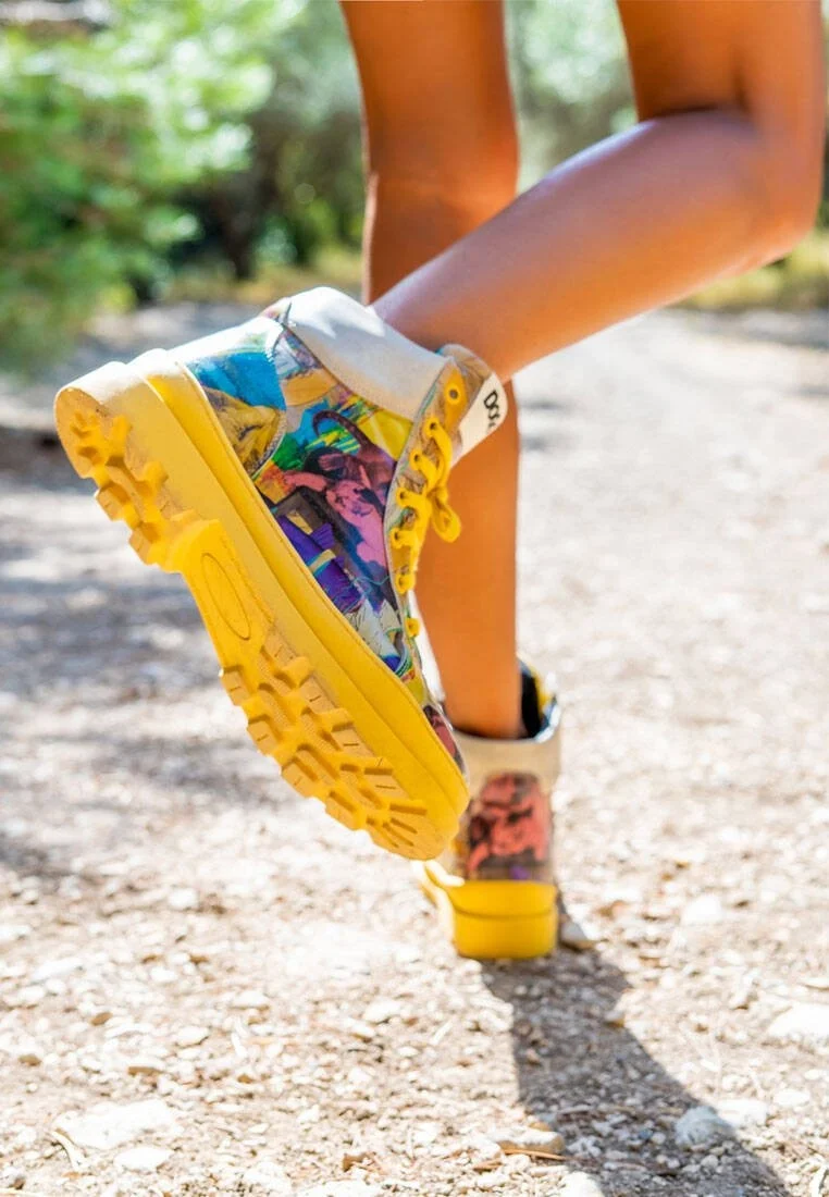 Women Vegan Leather Multicolor Boots - Ancient Tales Design