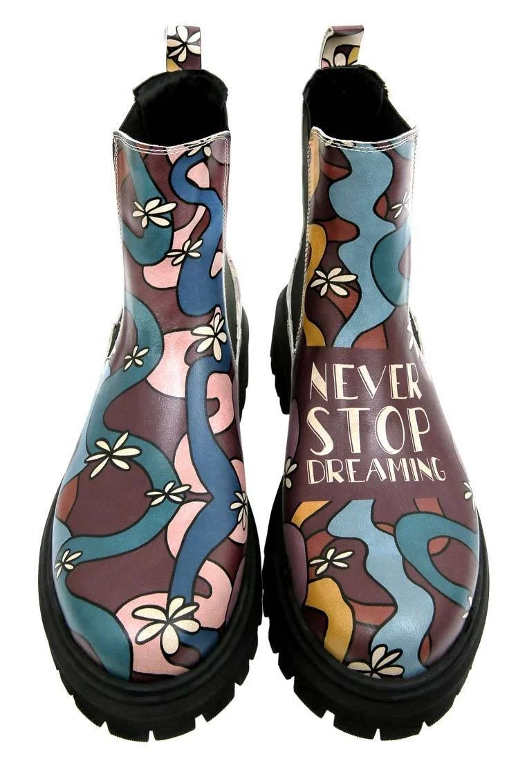 Women Vegan Leather Multicolor Long Boots - Never Stop Dreaming Design