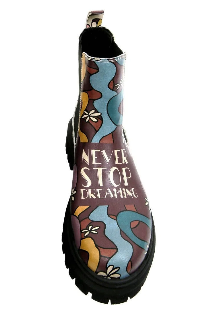 Women Vegan Leather Multicolor Long Boots - Never Stop Dreaming Design