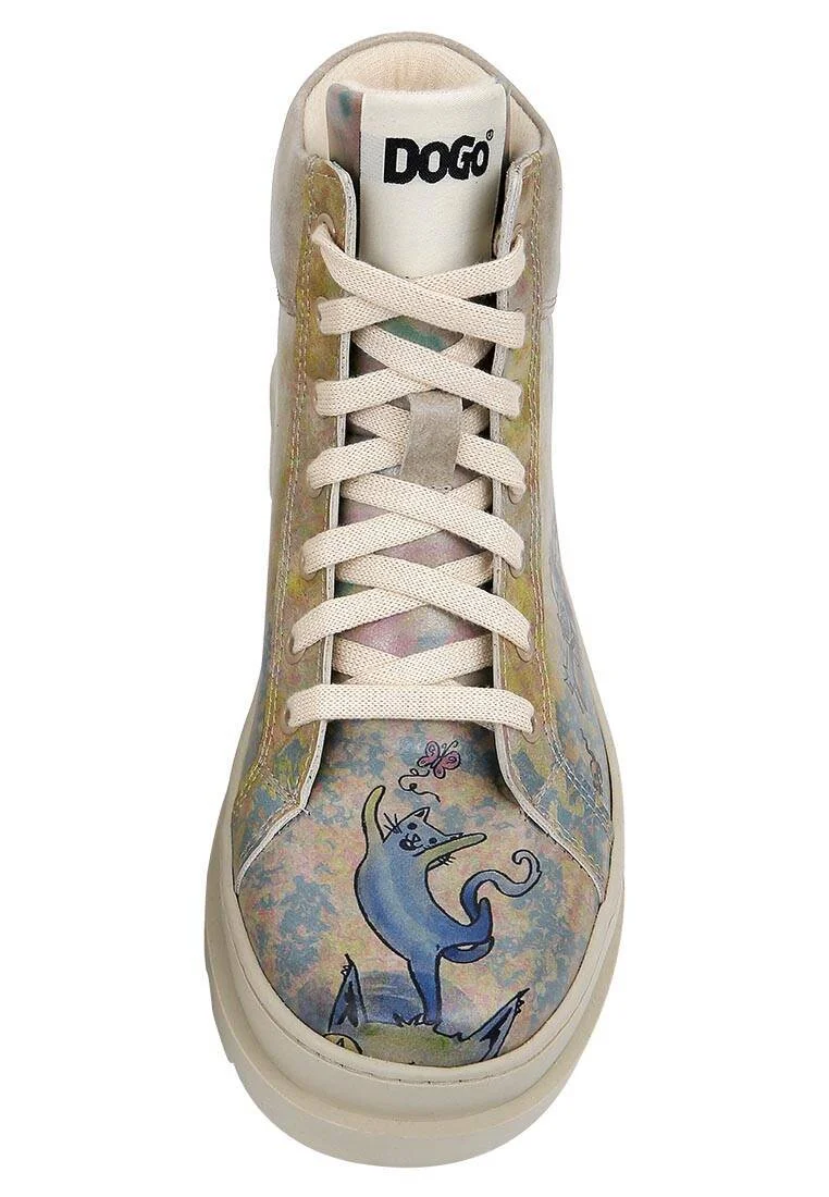 Women Vegan Leather Multicolor Boots - Cat Person Design