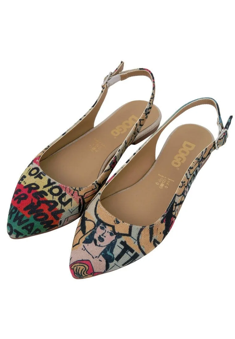 Women Vegan Leather Multicolor Flat Shoes - Warner Bros Wonder Woman Design