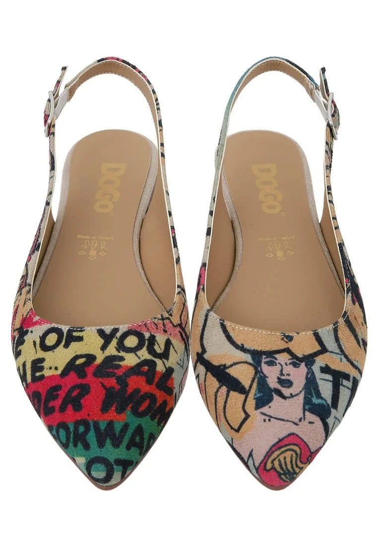 Women Vegan Leather Multicolor Flat Shoes - Warner Bros Wonder Woman Design