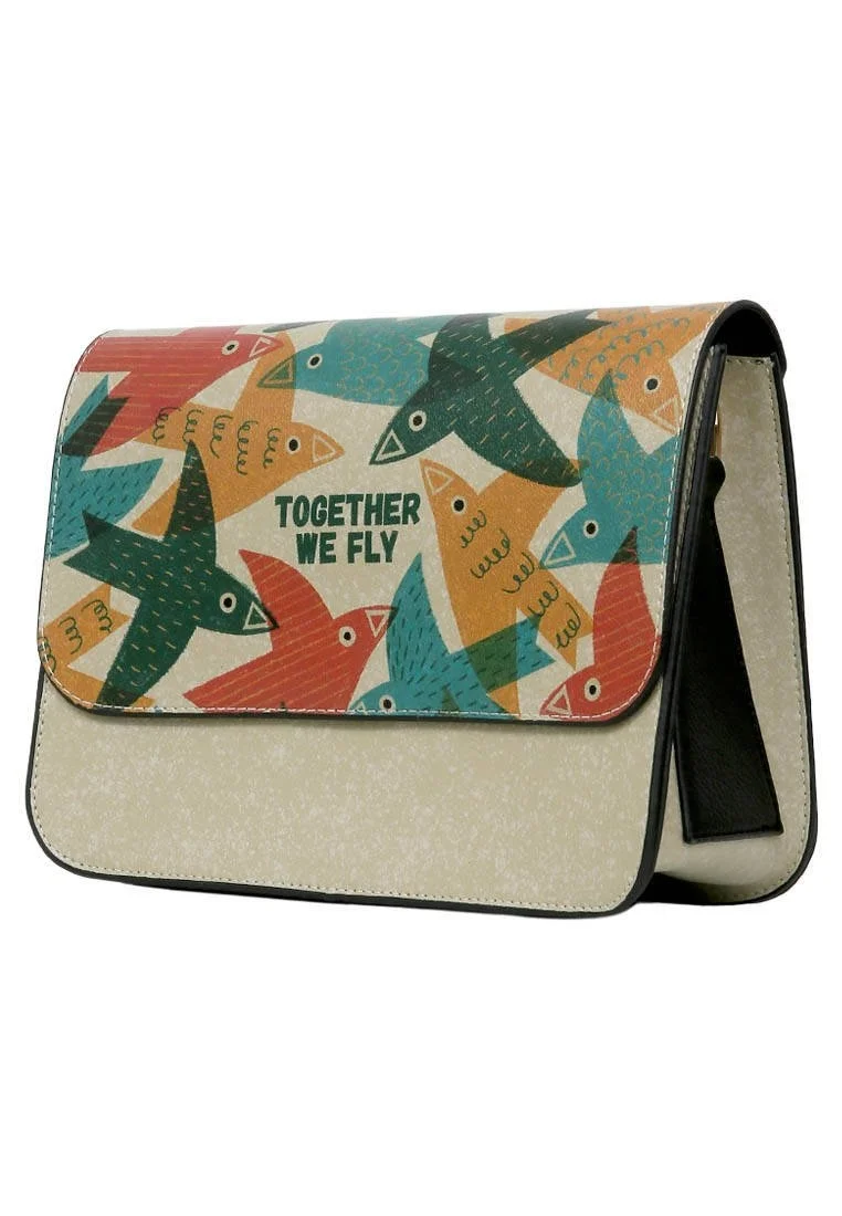 Women Vegan Leather Multicolor Purse - Together We Fly Design