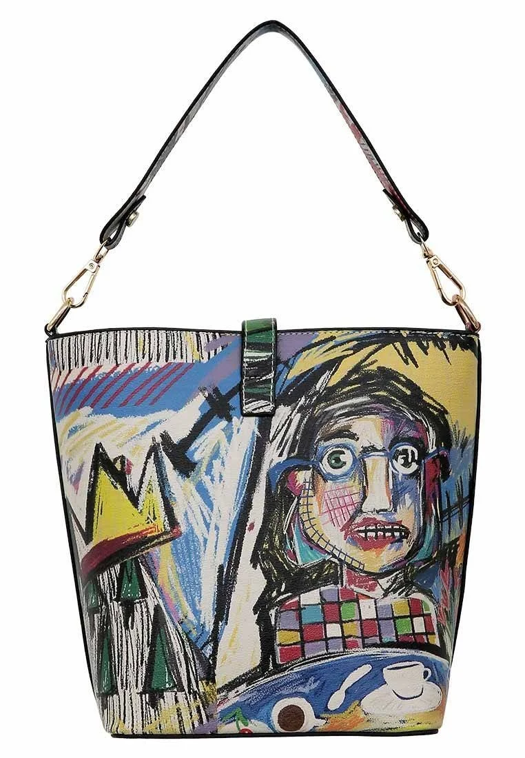 Women Vegan Leather Multicolor Handbag - Live and Save Design
