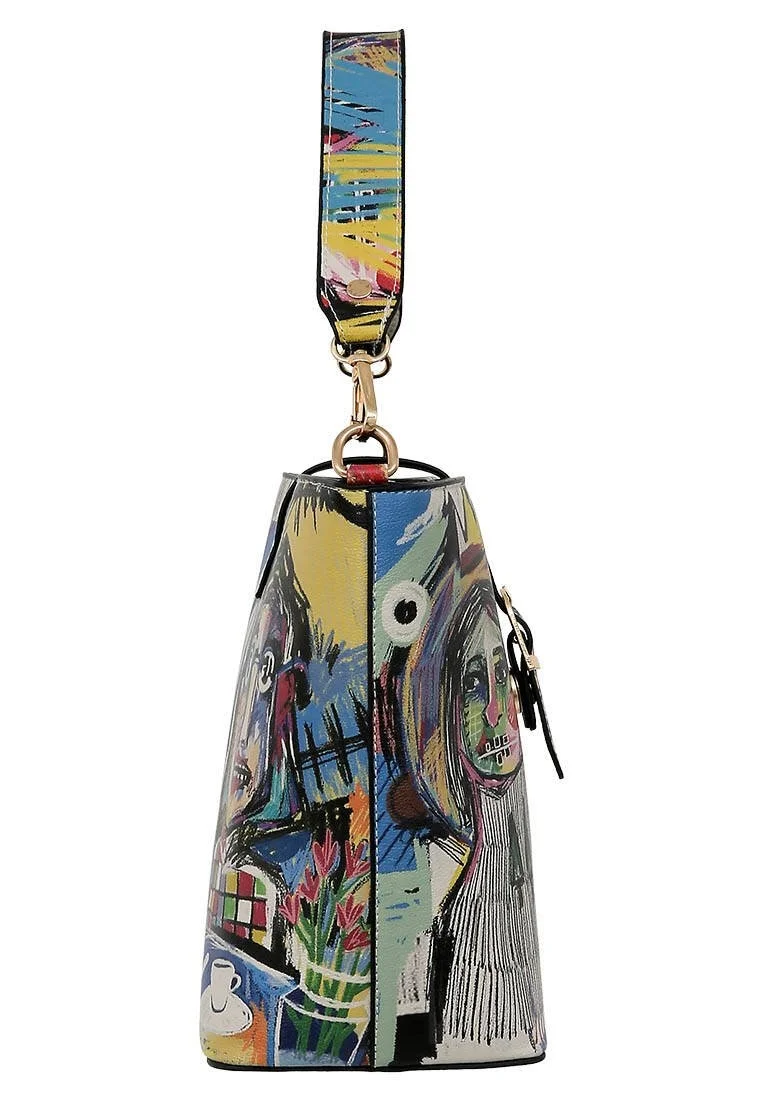 Women Vegan Leather Multicolor Handbag - Live and Save Design
