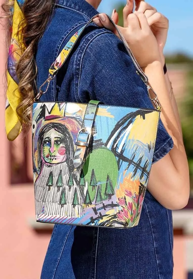 Women Vegan Leather Multicolor Handbag - Live and Save Design