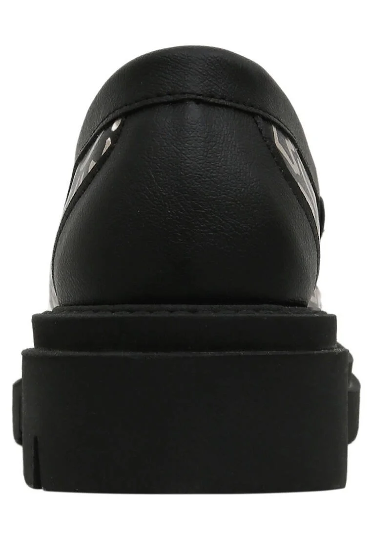 Women Vegan Leather Multicolor Loafers - Abstract Outline Design