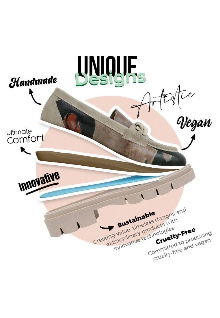Women Vegan Leather Multicolor Loafers - Petals Design