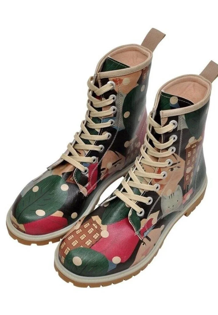 Women Vegan Leather Multicolor Long Boots - Crowded Design