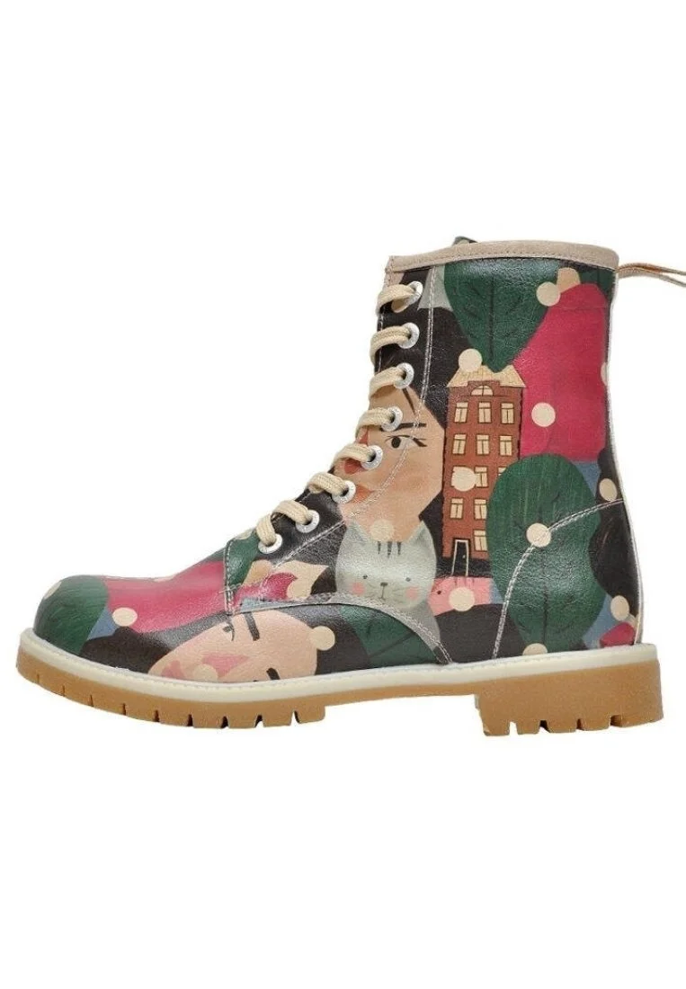 Women Vegan Leather Multicolor Long Boots - Crowded Design