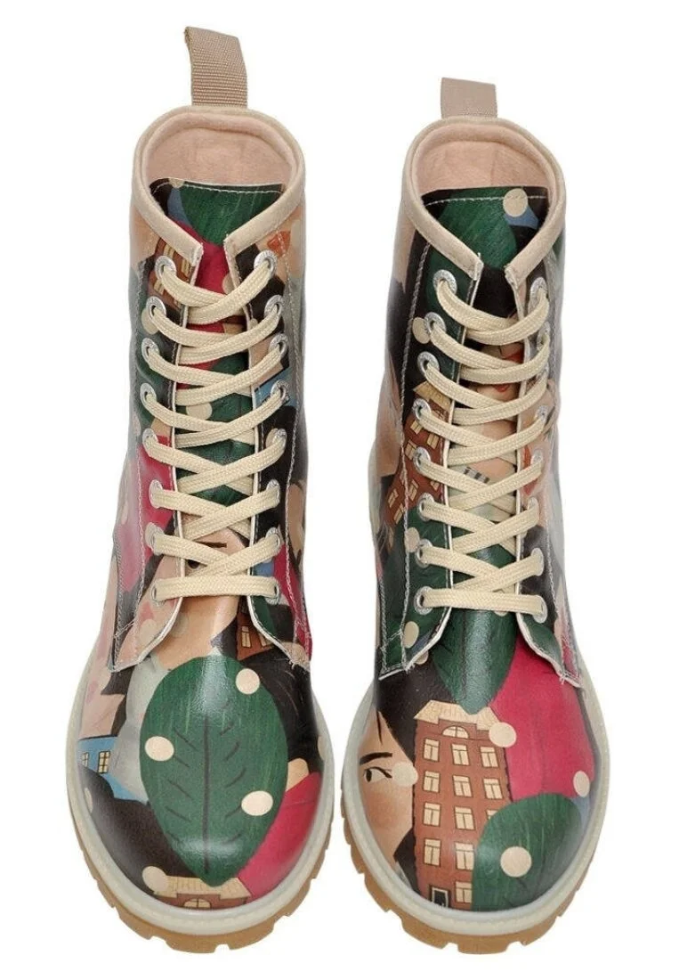 Women Vegan Leather Multicolor Long Boots - Crowded Design