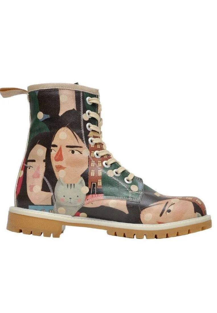 Women Vegan Leather Multicolor Long Boots - Crowded Design