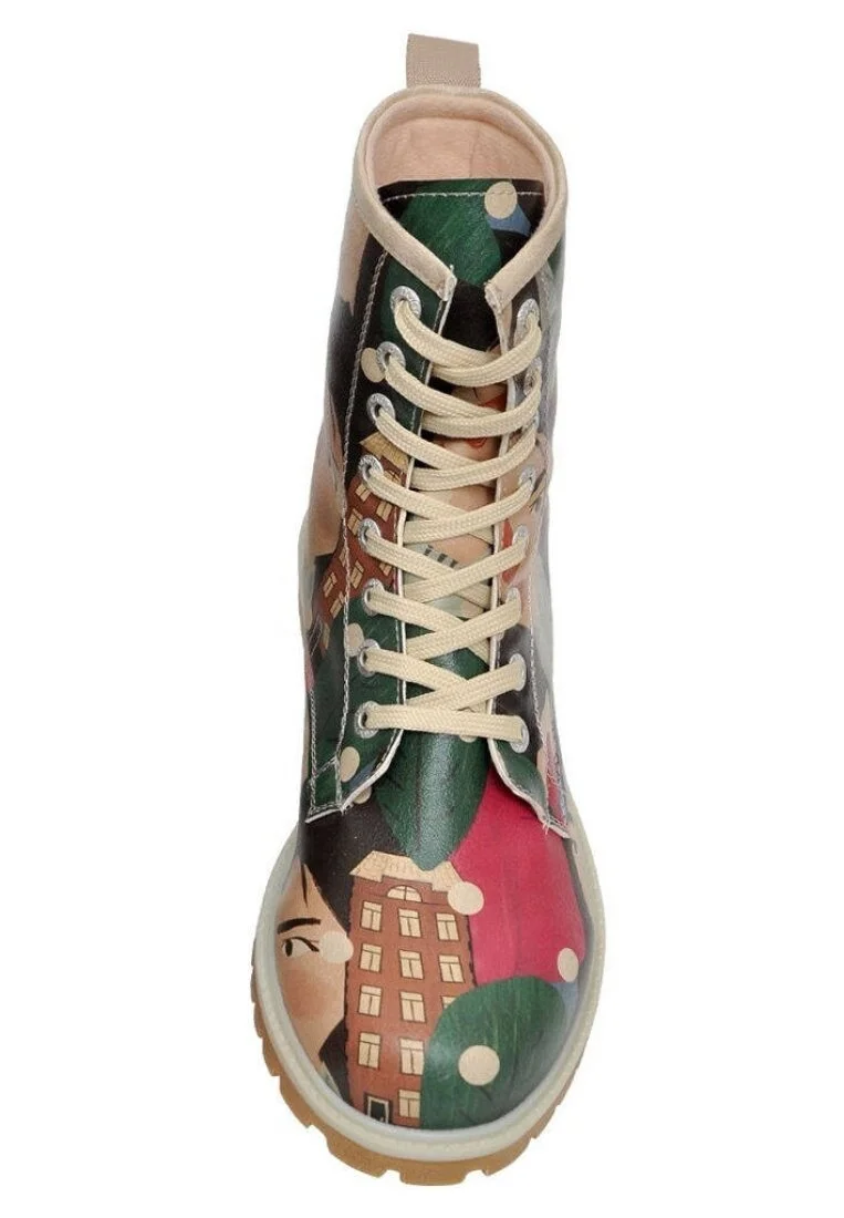Women Vegan Leather Multicolor Long Boots - Crowded Design