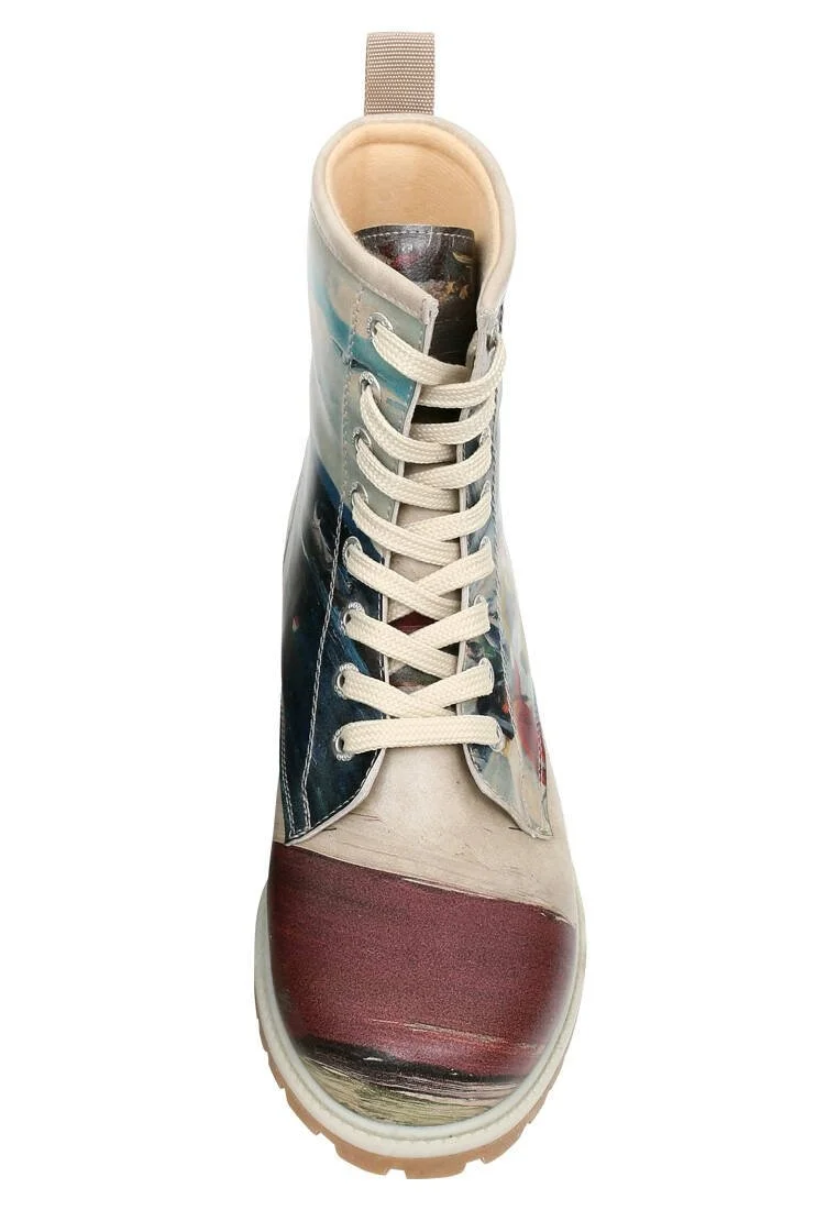 Women Vegan Leather Multicolor Long Boots - Brush Strokes Design