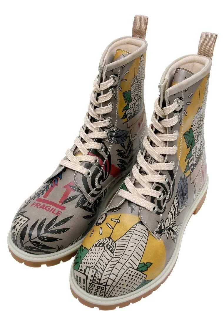 Women Vegan Leather Multicolor Long Boots - Fragile Design