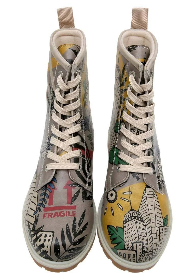 Women Vegan Leather Multicolor Long Boots - Fragile Design